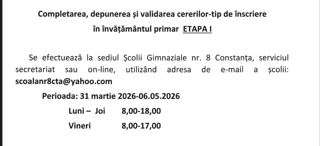 Program înscrieri și acte necesare